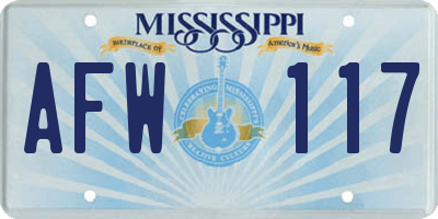 MS license plate AFW117