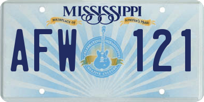 MS license plate AFW121