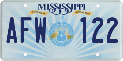 MS license plate AFW122