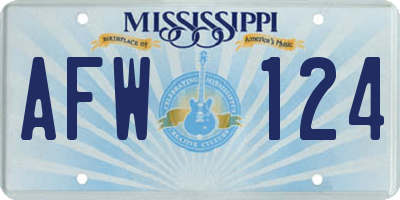 MS license plate AFW124