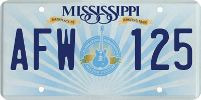 MS license plate AFW125
