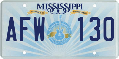 MS license plate AFW130