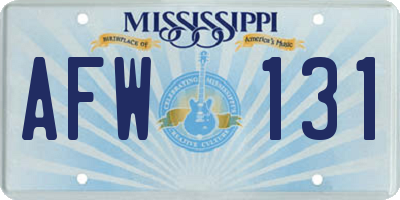 MS license plate AFW131