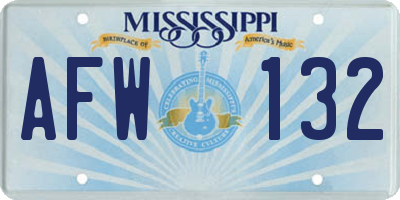 MS license plate AFW132