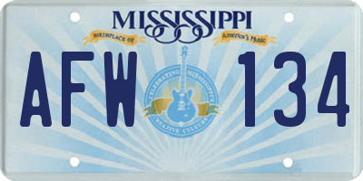 MS license plate AFW134