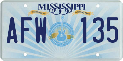 MS license plate AFW135