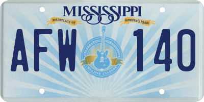 MS license plate AFW140