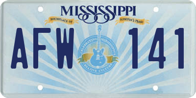 MS license plate AFW141