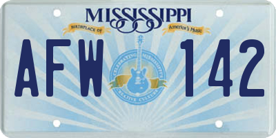 MS license plate AFW142