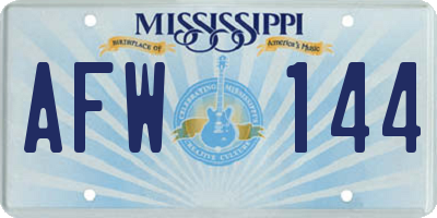 MS license plate AFW144
