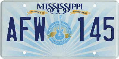 MS license plate AFW145