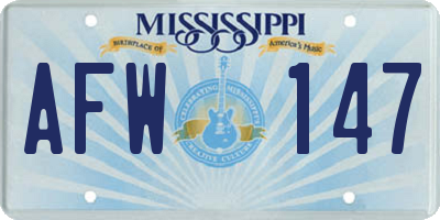 MS license plate AFW147