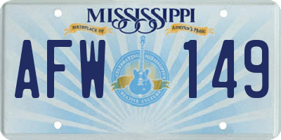MS license plate AFW149