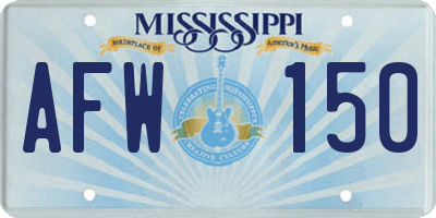 MS license plate AFW150