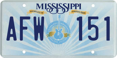 MS license plate AFW151
