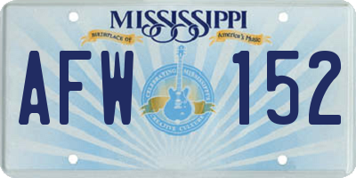 MS license plate AFW152
