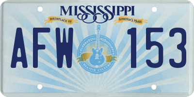 MS license plate AFW153