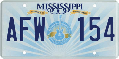 MS license plate AFW154