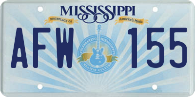 MS license plate AFW155
