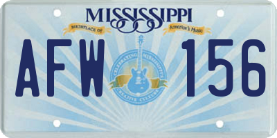 MS license plate AFW156