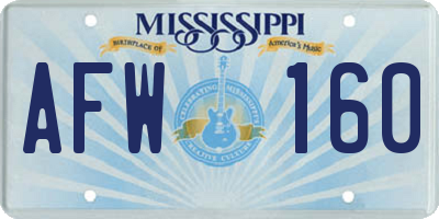 MS license plate AFW160