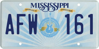 MS license plate AFW161