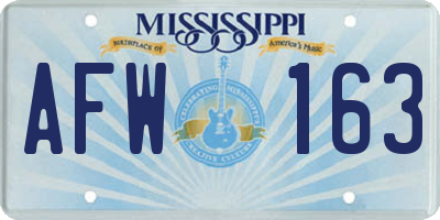 MS license plate AFW163