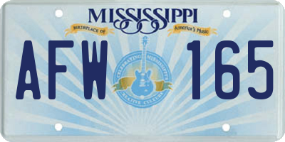 MS license plate AFW165