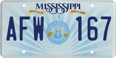 MS license plate AFW167