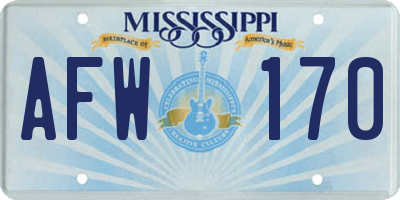 MS license plate AFW170