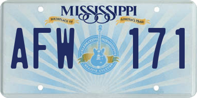 MS license plate AFW171