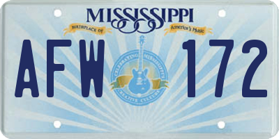 MS license plate AFW172