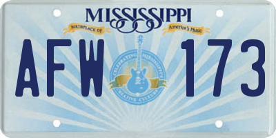 MS license plate AFW173