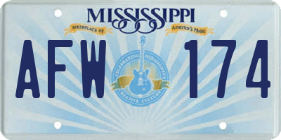 MS license plate AFW174