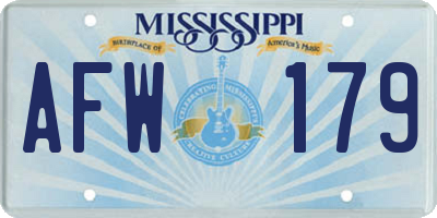 MS license plate AFW179