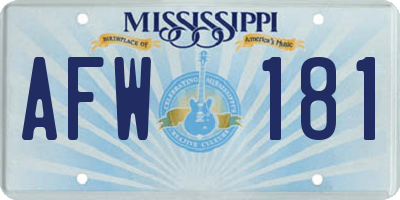 MS license plate AFW181