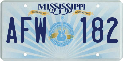 MS license plate AFW182