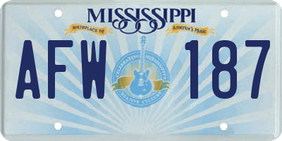 MS license plate AFW187