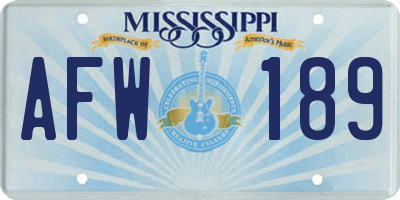 MS license plate AFW189