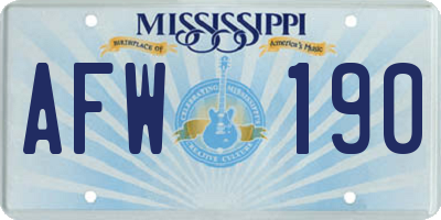 MS license plate AFW190