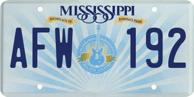 MS license plate AFW192