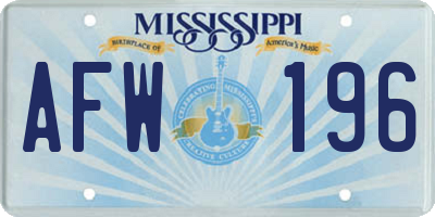 MS license plate AFW196