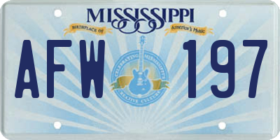 MS license plate AFW197