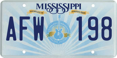 MS license plate AFW198
