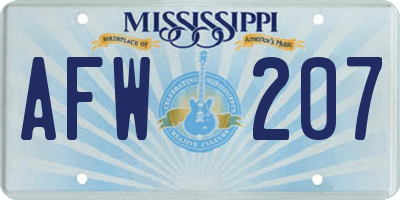 MS license plate AFW207