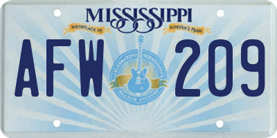 MS license plate AFW209