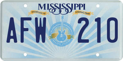 MS license plate AFW210