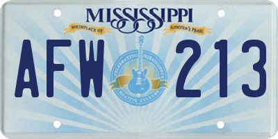 MS license plate AFW213