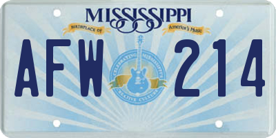 MS license plate AFW214