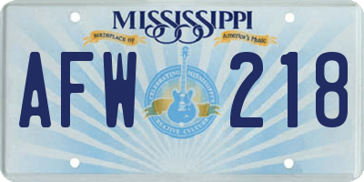 MS license plate AFW218
